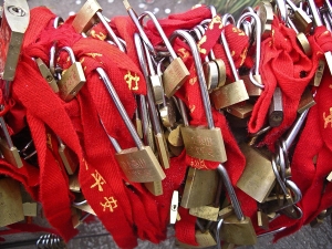 Locks for good luck at Confucious Temple at Mount Tiashan